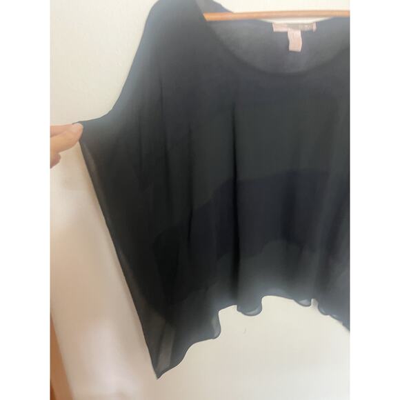 Love 21 Forever 21 Sheer Black Panel Poncho Top Sz Medium Black - Picture 7 of 9